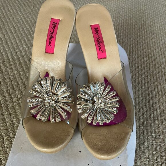 Betsey Johnson Starburst Heels – Clear Strap Cream Base Size 10 - Picture 1 of 4